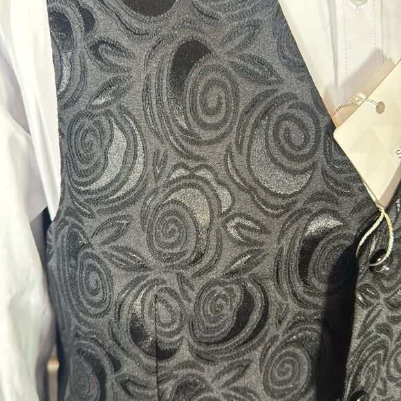Men’s Black Floral Prom Party Wedding Formal Vest Size 38 NWT - Picture 6 of 8